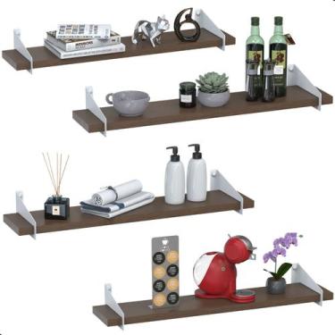 Imagem de 4 Prateleiras De Madeira Estilo Industrial Suspensa Max50b - CasaMóvei