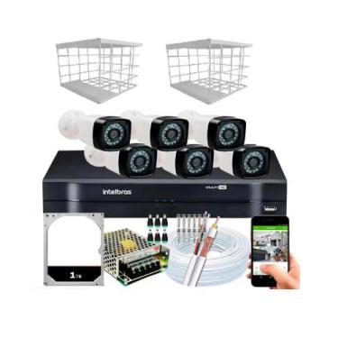 Imagem de Kit 6 Câmeras + DVR Intelbras + Câmeras HD 20m Infravermelho + Acessór