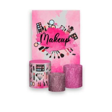 Imagem de Painel De Festa Vertical 1,50 x 2,20 + Trio De Capas Cilindro - Makeup