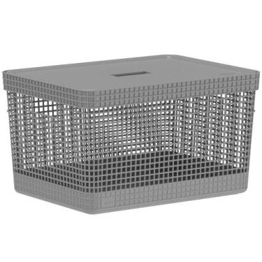 Imagem de Cesto Caixa 20L Multiuso OU Grid Cinza 22,2cm x 28cm x 38cm