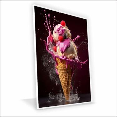 Imagem de Quadro Sorvete Canvas Com Vidro - Center Molduras, 90x60 Caixa, Branca