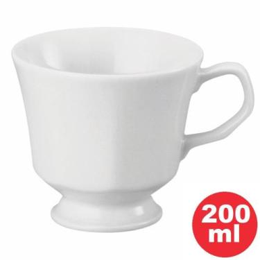 Imagem de Xícara de Chá com Pé 20 com Pires, Porcelana Branca 200ml Linha Prisma