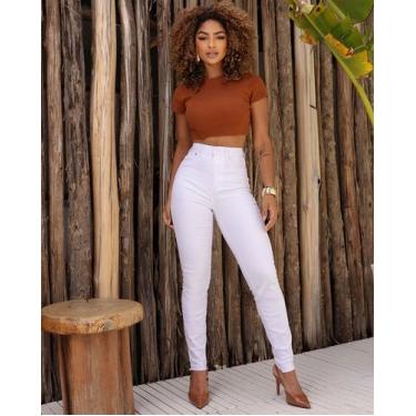 Imagem de Calça sarja skinny hot feminina cintura alta básica - CONSCIÊNCIA, 46