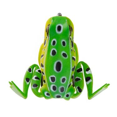 Imagem de Lunkerhunt Isca de pesca de sapo para pesca de robalo | Popping Frog 1/113.4 g | Isca de pesca Topwater com anzóis sem ervas daninhas, corpo oco (leopardo)