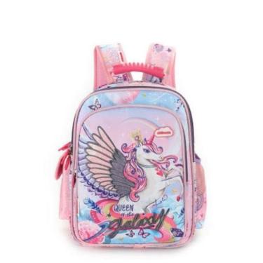 Imagem de Mochila Infantil Costas Escolar Menina Unicórnio Feminina Escolinha - 