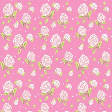 Imagem de Papel De Parede Adesivo Floral Vinil Flores Rosas Fundo Rosa Padrão - 