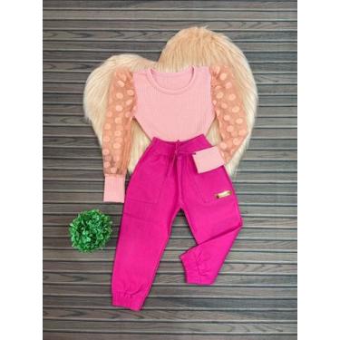Imagem de Roupa Feminina Infantil Blusa Tule Calça Jogger Blogueirinha - AK FASH