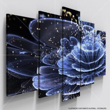 Imagem de Quadro Mosaico Flor Lotus Digital Blue Copa Sala Quarto Hall - NEYRAD