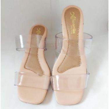 Imagem de Sandália feminina Tamanco Tiras Cristal saltinho médio - Bella Calçado