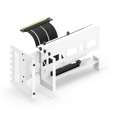 Imagem de EZDIY-FAB Suporte de montagem vertical PCIe 4.0 GPU suporte de placa gráfica, kit de suporte VGA para placa de vídeo com PCIe 4.0 X16 Gen4 17 cm/6,69 pol. Cabo de elevação de 90 graus ângulo reto - branco
