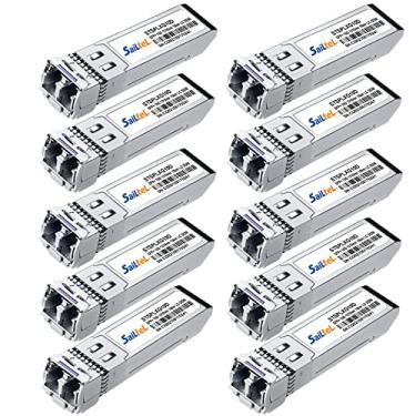 Imagem de Módulo SFP+ LC de modo único Gigabit de 10G, 10G 1310nm SMF, até 10 km, DDM, transceptor de fibra 10GBase-LR, compatível com Cisco, Ubiquiti, Mikrotik, Netgear, Dlink, Linksys e mais (10 pacotes)