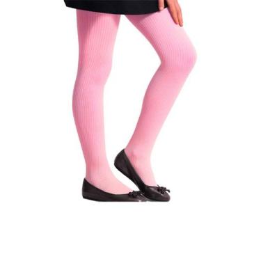 Imagem de Kit com 3 Meias Calças Infantil Fio 70 Canelada Selene 9500-001, Rosa,