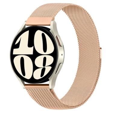 Imagem de AK Pulseira de metal compatível com Samsung Galaxy Watch 6 de 40 mm e 44 mm/Galaxy Watch 6 Classic de 43 mm e 47 mm, pulseira magnética de aço inoxidável de 20 mm para Galaxy Watch 6, feminino e