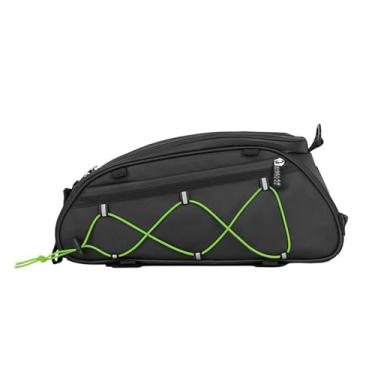 Imagem de GlneYos Bolsa para bicicletário, bolsa de bicicleta, impermeável, porta-malas, bolsa traseira refletiva de grande capacidade, acessórios de bicicleta, bolsa de ombro para andar verde