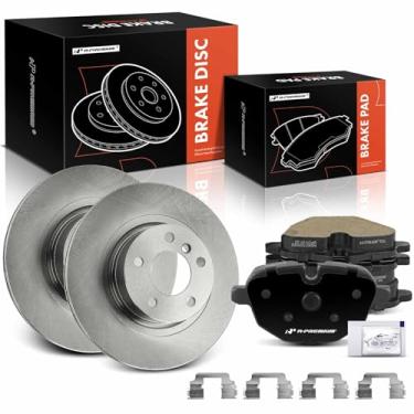 Imagem de A-Premium Rotores de freio a disco ventilados traseiros de 12,99 polegadas (330 mm) + kit de pastilhas de cerâmica compatível com modelos selecionados BMW - X3 2011-2017, X4 2015-2018, conjunto de 6