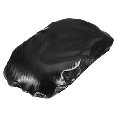 Imagem de uxcell Capa protetora de caixa de apoio de braço de carro couro sintético para Mazda CX30 2020-2023 padrão de fibra de carbono completo preto com pontos pretos