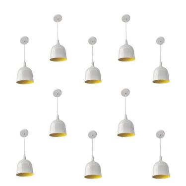 Imagem de Kit 10 Luminária Pendente Gota Com Interior Amarelo Com Fiação 110/220