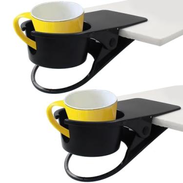 Imagem de Jiozermi 2 peças de clipe para copo de bebida, suporte de copo de mesa, suporte de caneca de café, suporte para casa, sofá, escritório, bebidas, celular, (preto)