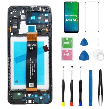 Imagem de Substituição de tela LCD para Samsung Galaxy A13 5G com alto-falante auricular, botão liga/desliga e botão de volume com moldura A136 Touch Display Digitalizador Kits de reparo 16.5 cm