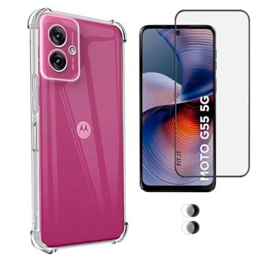 Imagem de Kit Capa Anti-Impacto + Película 5D Cerâmica + Película Protetora de Lente para Moto G35, Moto G55 (Motorola Moto G55)