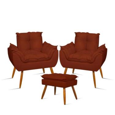 Imagem de Kit 02 Poltronas Decorativas + 01 Puff Para Apoio dos Pés - B Balaqui 