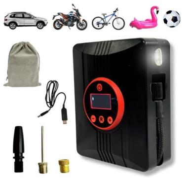 Imagem de Mini Compressor De Ar Automotivo Sem Fio 100 PSI com Carregador 9V e L