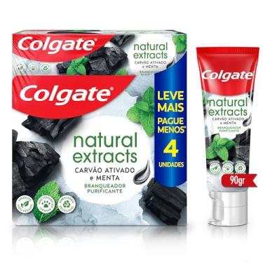 Imagem de Colgate Creme Dental Natural Extracts Carvão Ativado e menta 4 unid 90g