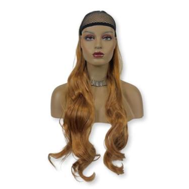 Imagem de Rabo de Cavalo Liso Ondulado Modelo Rayna Estylo Mulher - Bio Fibra Premium 75cm, 180g, Textura de Cabelo Humano - Rede com Elástico Ajustável e 2 Grampos de Fixação para Praticidade e Estilo