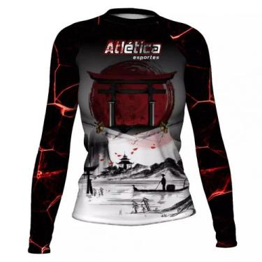 Imagem de Rash Guard Japão Feminina Atlética Esportes, Preto, P
