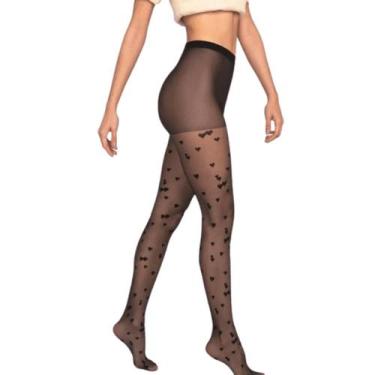 Imagem de Meia calça feminina lupo fio 15 trend corações trabalhada 05758 a famo
