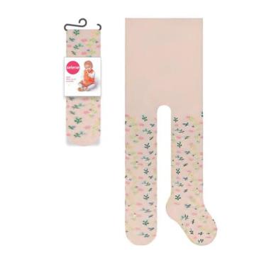 Imagem de Meia Calça Grossa Selene Bebê Em Algodão De Inverno Estampada, Branco,