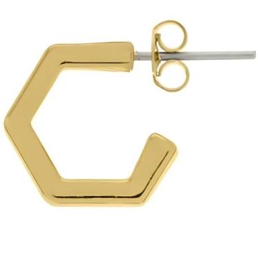 Imagem de Brinco Argola Hexagonal Elegante - GEMERSON BIJOUX, Dourado