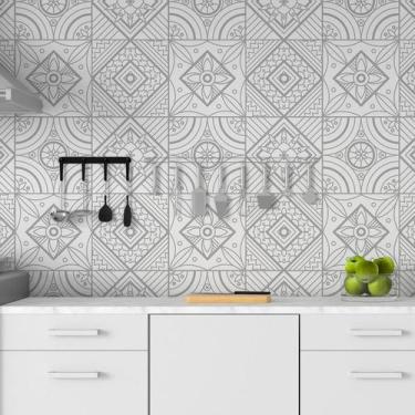 Imagem de Papel de Parede Adesivo Azulejo Geométrico N06069 RL 0,58x3M - Adesivo