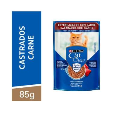 Imagem de Ração Úmida Cat Chow para Gatos Adultos Castrados Sabor Carne 85g - Pu