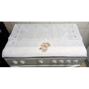 Imagem de Capa Para Fogão De 4 Bocas De Renda - Rendhac, Flor Queimada