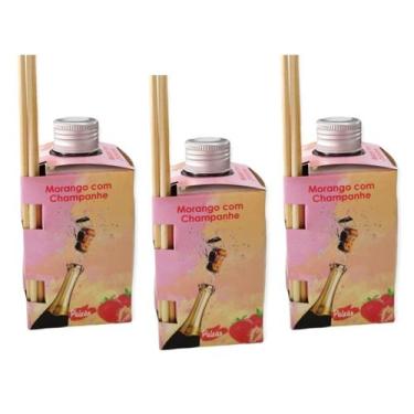 Imagem de 3 Aromatizador Ambiente de Morango com Champanhe Odorizador Vareta 280