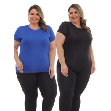 Imagem de Kit 2 Peças - Camiseta Feminina Dry Fit Plus Size Poliester Academia -