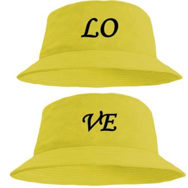 Imagem de Kit Casal Chapéu Bucket Hat Estampado Love - MP Moda Masculina, Único,