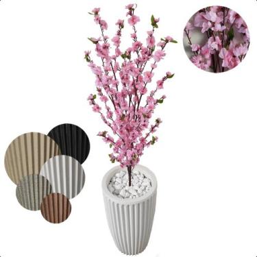 Imagem de Cerejeira Rosa Bebê Flor Artificial com Vaso Decoração - Flor de Menti