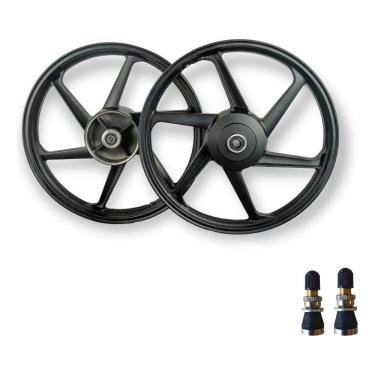 Imagem de Roda Par Titan 150 6Pontas Freio Tambor + Bico Pneu S/Camara