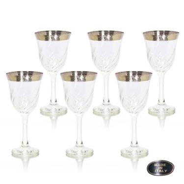 Imagem de Conj Taças pra Vinho Cristal Italiano Lapidado Prata - LUXdécor