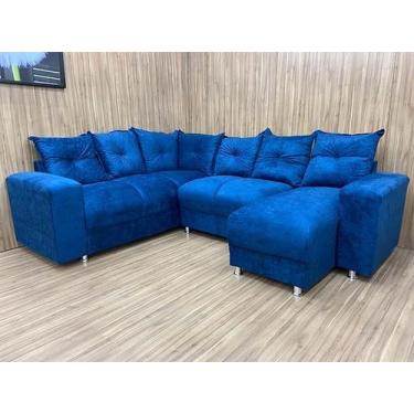 Imagem de Sofá Canto com chaise Azul 6 Lugares - 5070