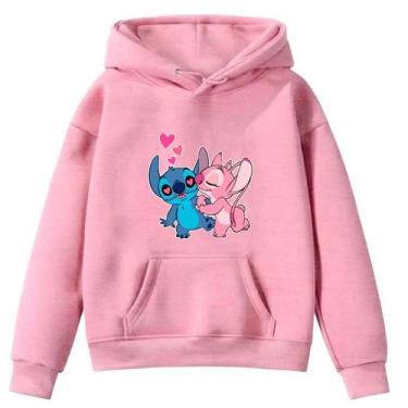 Imagem de Moletom Infantil Sti-tch Casal Desenho Infância Bolso Canguru Capuz - 