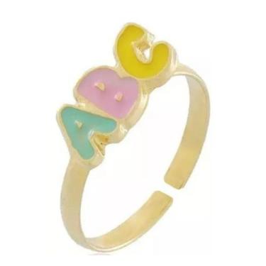 Imagem de Anel Infantil Escola Abc Regulavel Colorido Folheado+ Estojo - Joias D