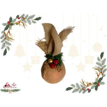Imagem de 5 Bolas Decorada com Juta com Ouro de 10 cm - Decoração de Árvore. - B