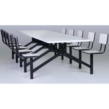 Imagem de Mesa Refeitório 10 lugares Com Bancos Com encosto - DE ASTRO