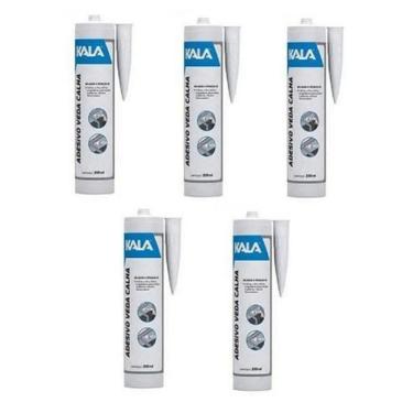 Imagem de Kit 5 cola adesivo veda calha cinza 280g 310ml extra forte kala