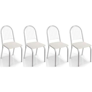 Imagem de Cadeira de Cozinha Noruega 2C077 Kit 4 Un Cromada/Branco 106 - Kappesb