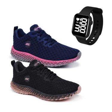 Imagem de Kit 2 Pares de Tênis Ascension Ghost 2 + Relogio Quadrado-Feminino
