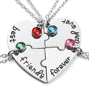 Imagem de Colar Bff Best Friends Forever 3 para mulheres, meninas, presente de amizade, coração, joias, inicial, colar de corrente, presentes para irmãs